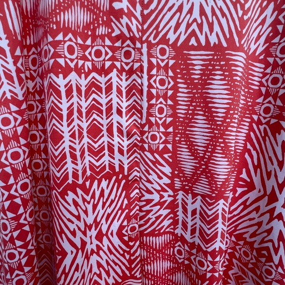 🌟3 for $25🌟 Anticipation Orange and White Geometric Pattern Stretchy Maxi Skirt - Picture 5 of 11